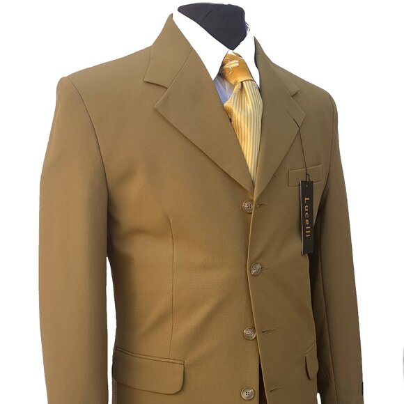 LUCELLI 2 PIECE 4B MEN'S SUIT HIHGT QUILIT ITALIAN POLYESTER 4B WOOL TOUCH - Picture 3 of 14